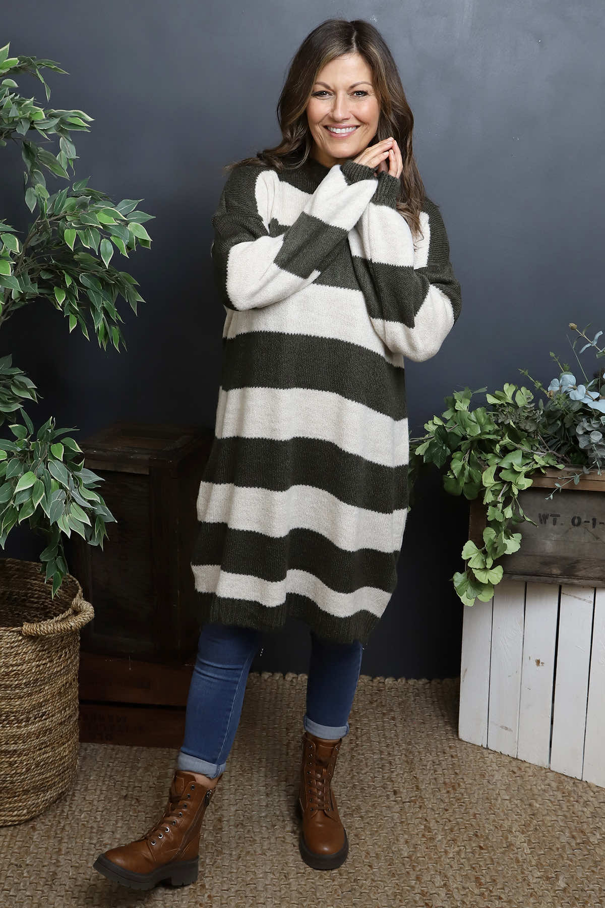 Osanna Stripe Knitted Jumper Khaki