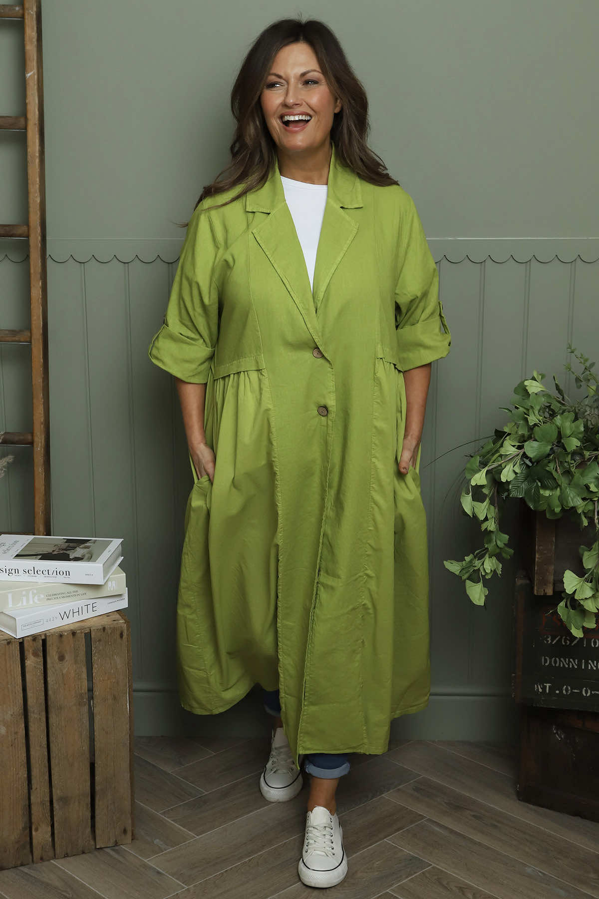 Meryl Long Cotton Jacket Olive