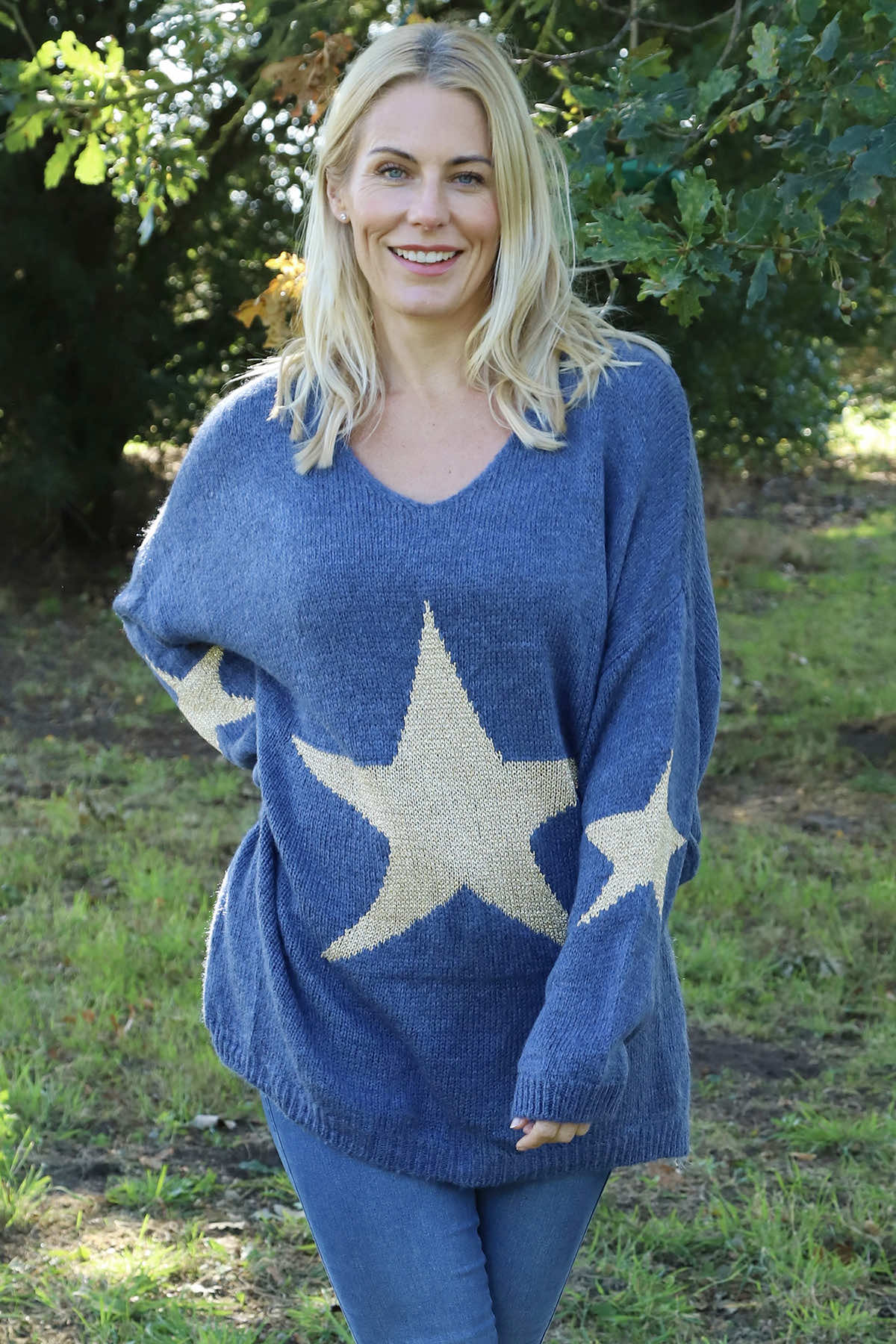 Paige Star Knitted Jumper Blue