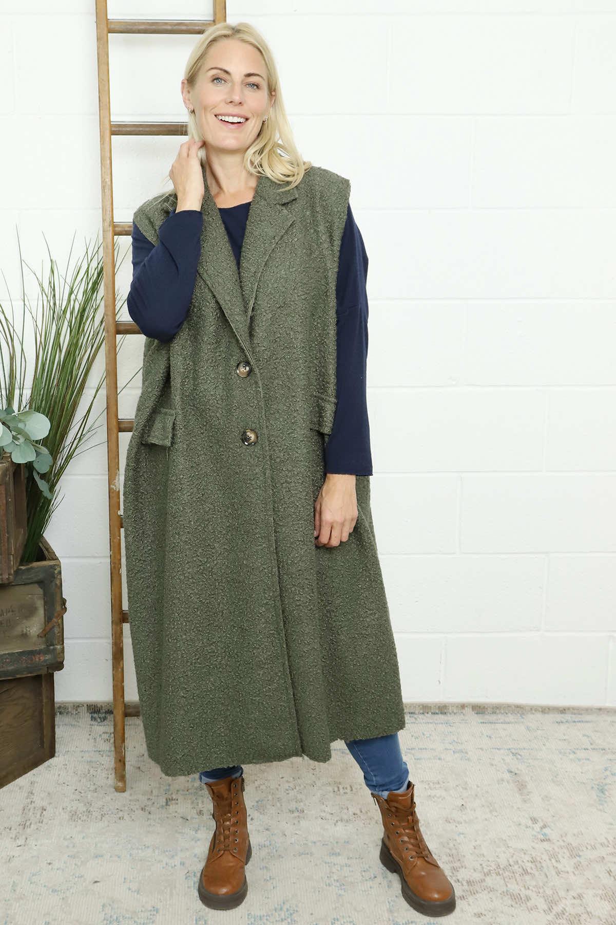 Kori Boucle Gilet Khaki