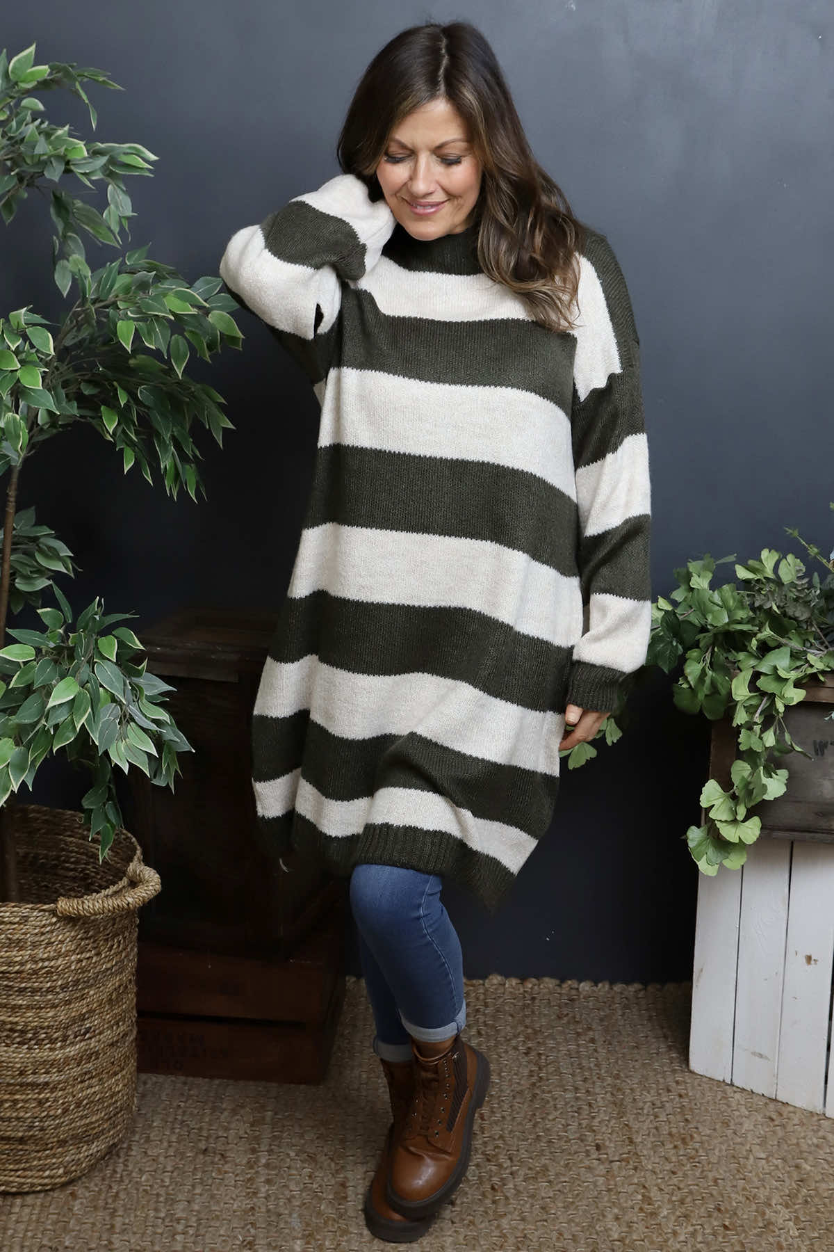 Osanna Stripe Knitted Jumper Khaki