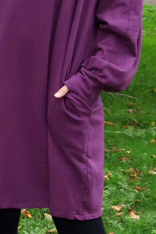 Susan Quarter Zip Cotton Sweatshirt Berry - Image 3