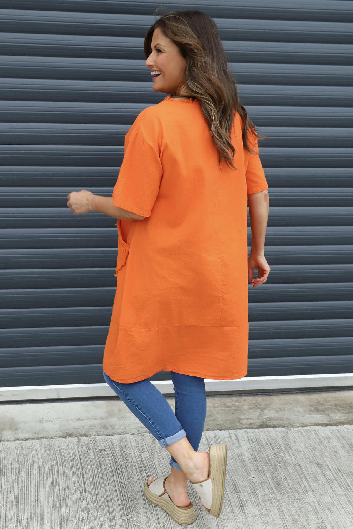 Grazia Flower Patch Linen Tunic Orange