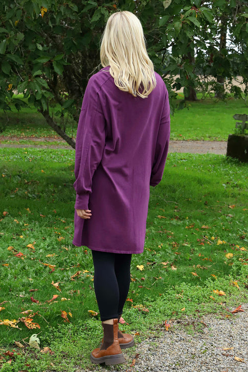 Susan Quarter Zip Cotton Sweatshirt Berry - Image 4