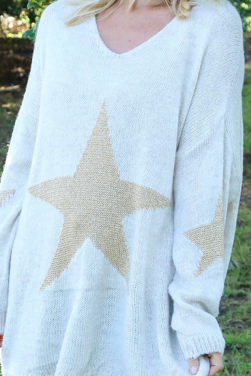 Paige Star Knitted Jumper Stone - Image 3