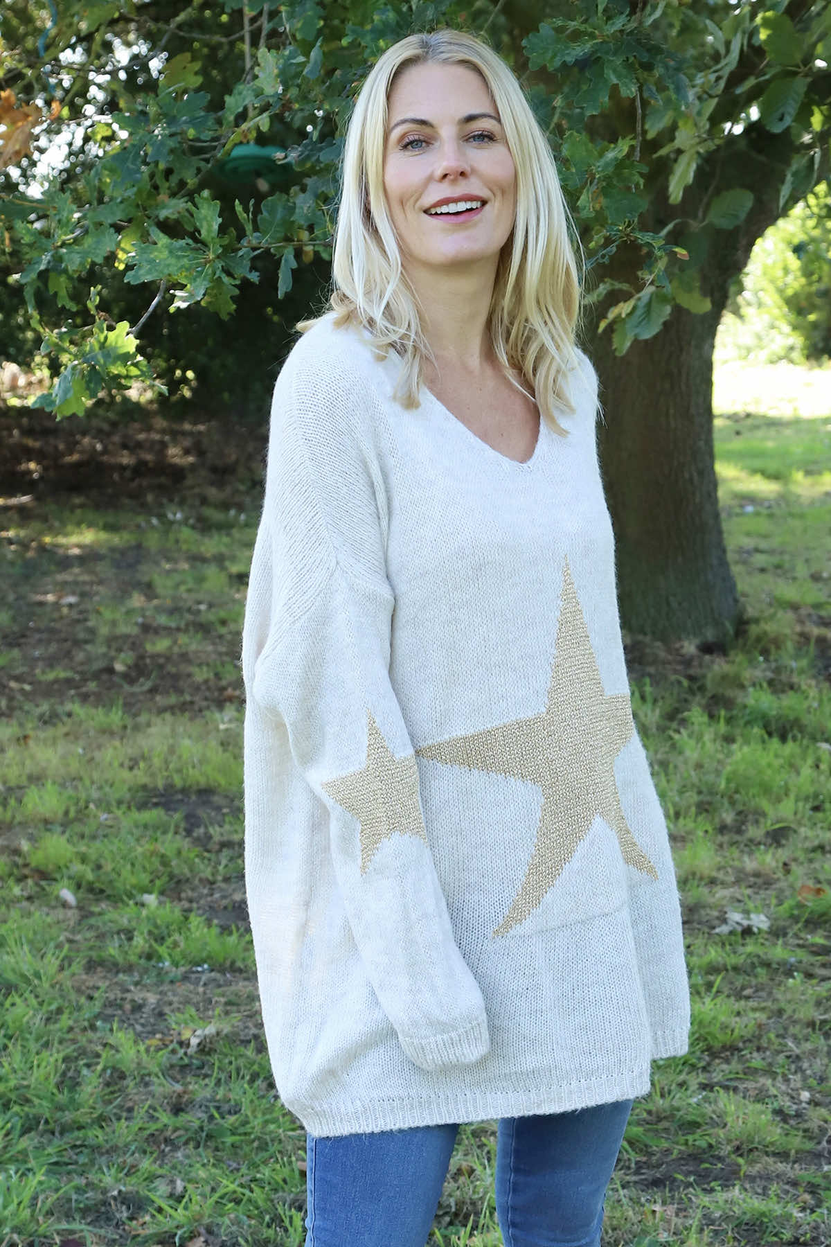 Paige Star Knitted Jumper Stone