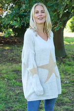 Paige Star Knitted Jumper Stone Stone - Paige Star Knitted Jumper Stone