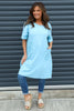 Grazia Flower Patch Linen Tunic Light Blue