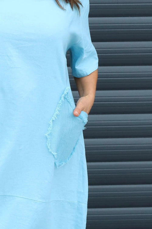Grazia Flower Patch Linen Tunic Light Blue - Image 3