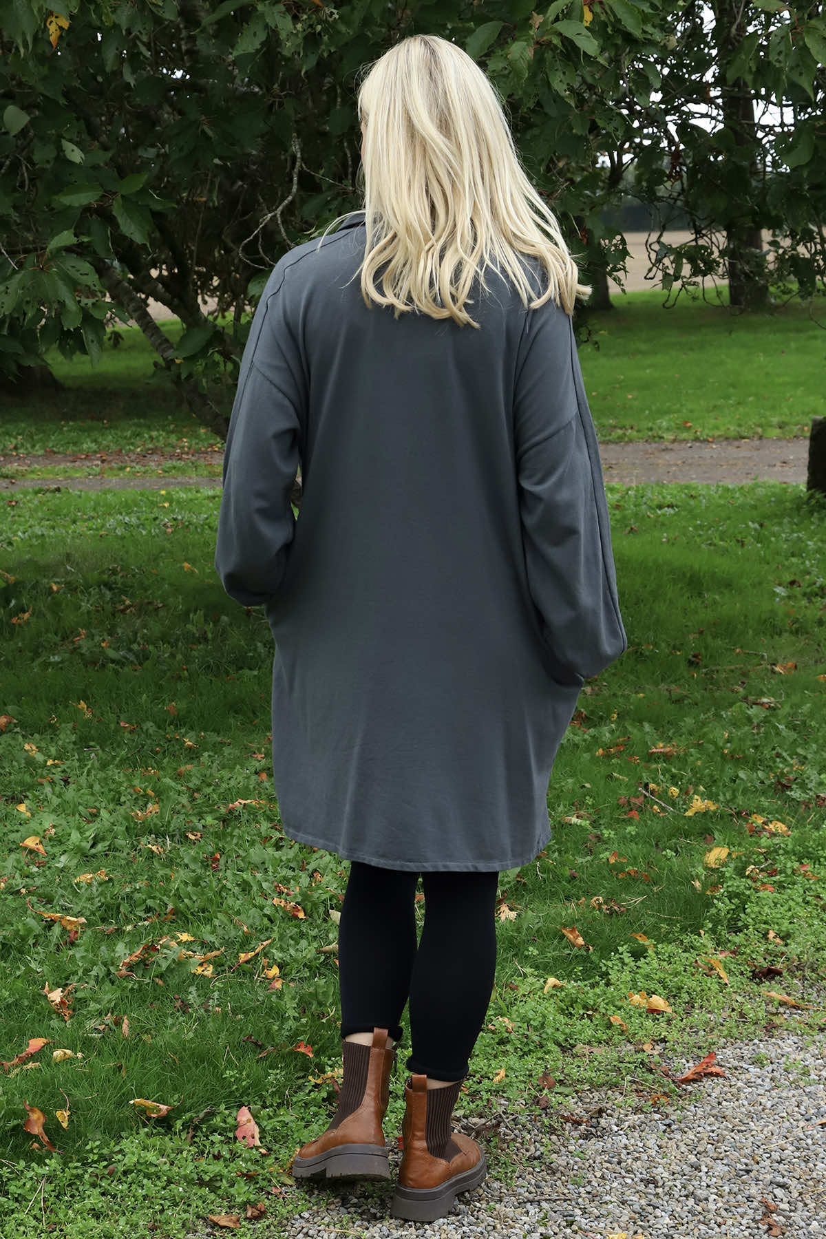 Susan Quarter Zip Cotton Sweatshirt Charcoal