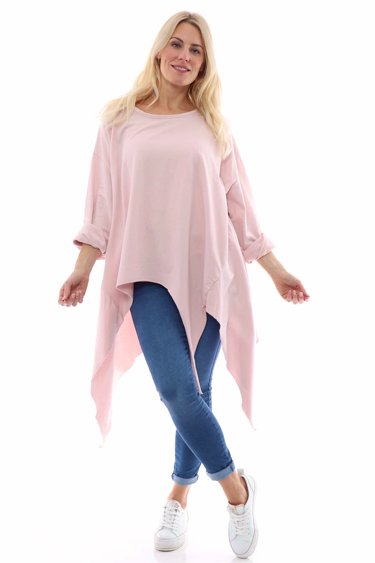 Caira Dipped Side Cotton Top Pink