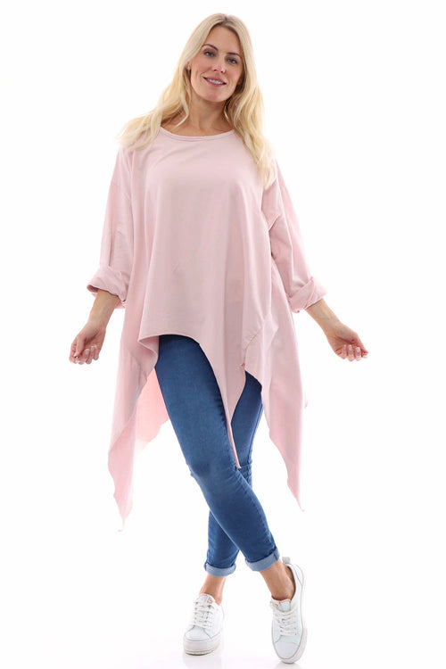 Caira Dipped Side Cotton Top Pink - Image 2