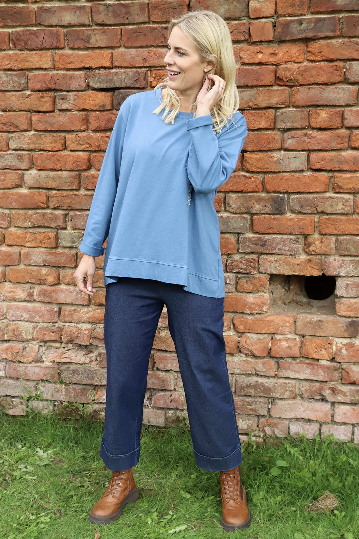 Barbara Pocket Cotton Top Blue