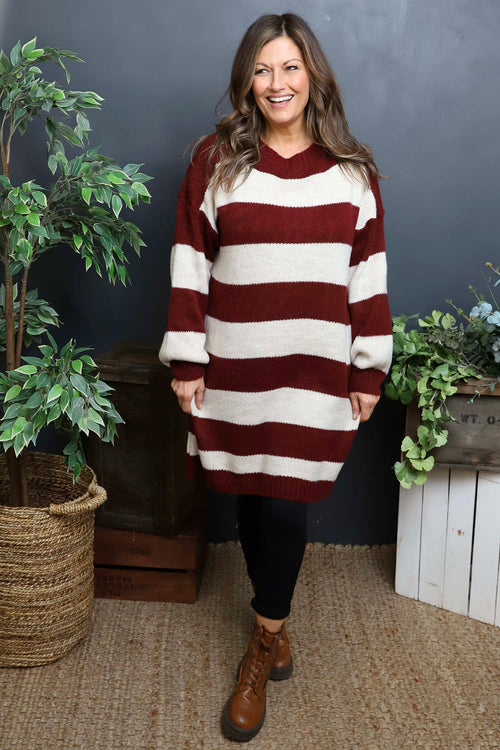 Osanna Stripe Knitted Jumper Wine - Image 3