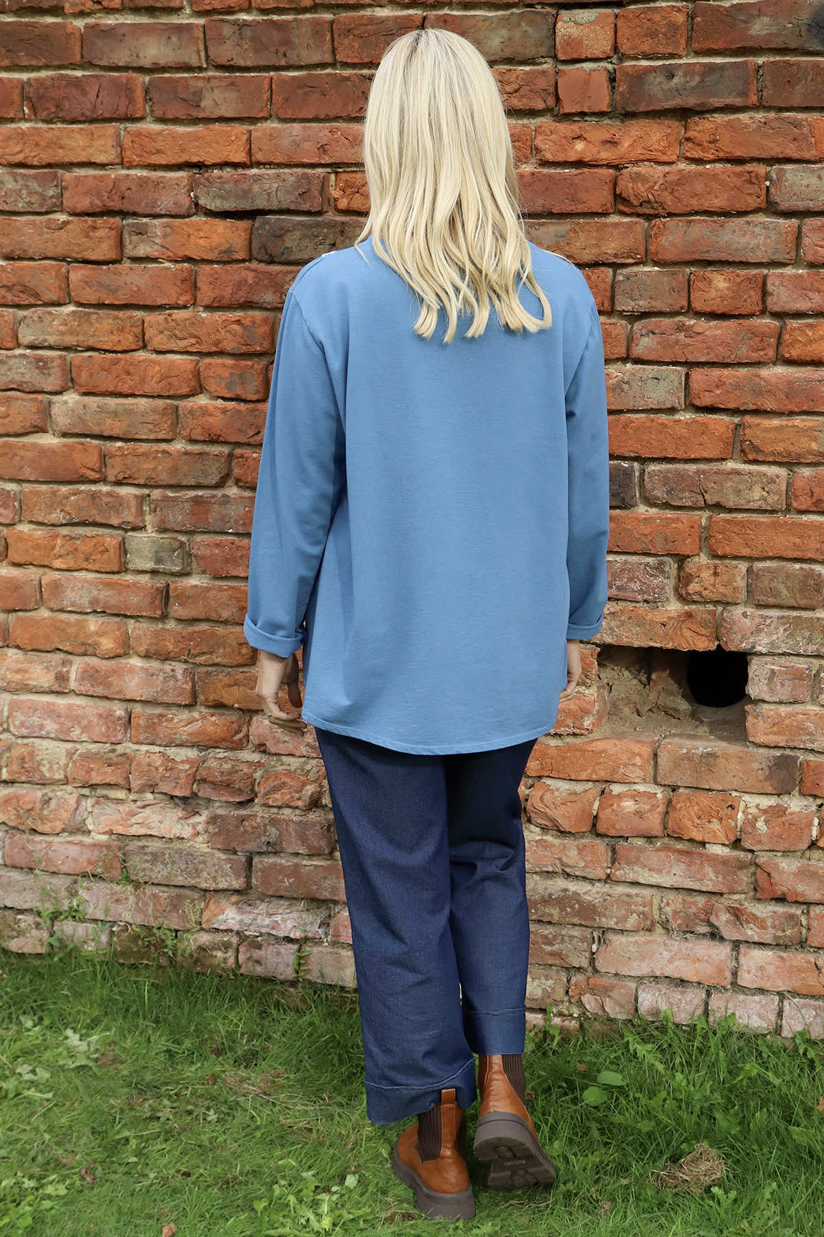 Barbara Pocket Cotton Top Blue
