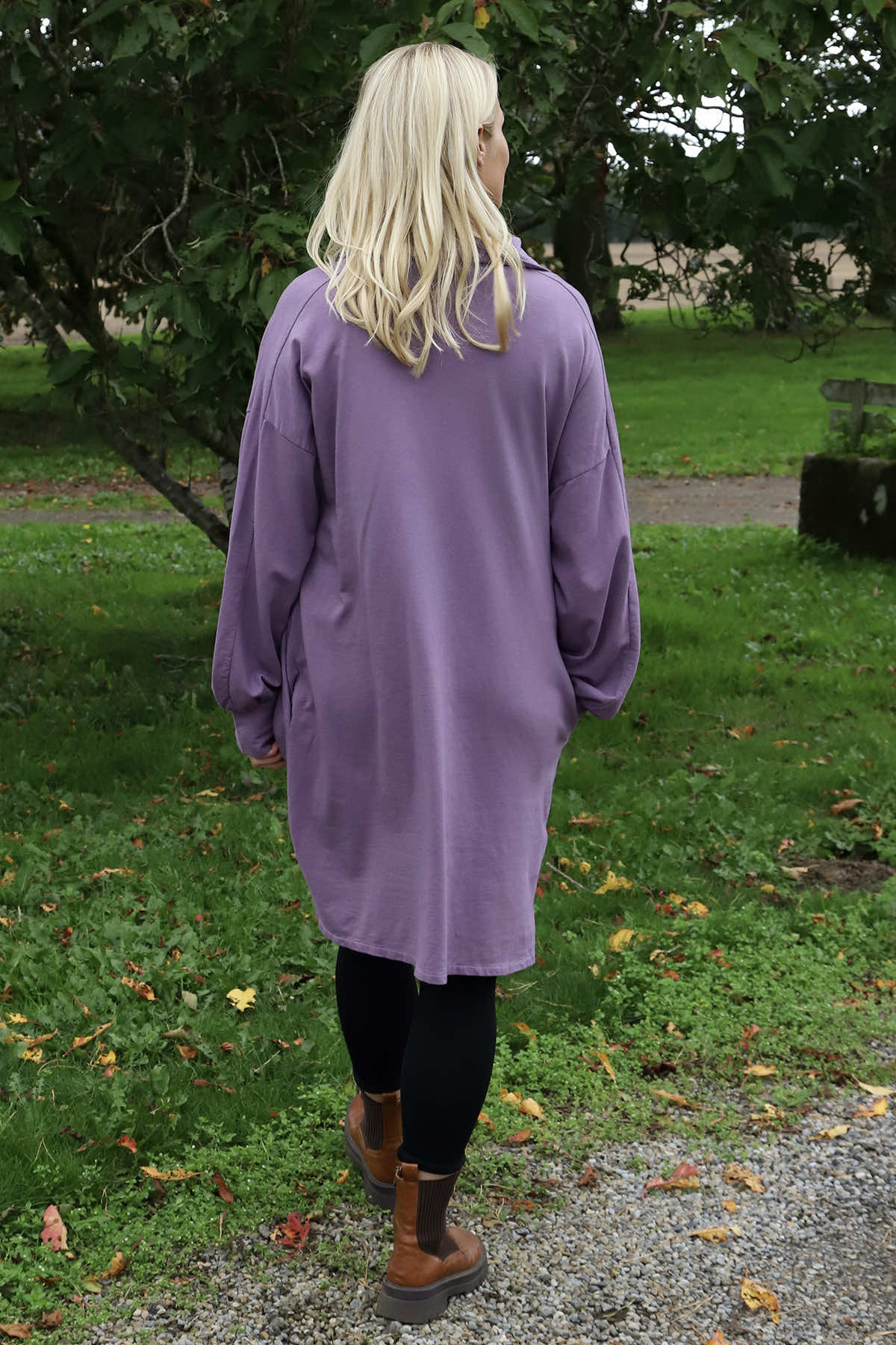 Susan Quarter Zip Cotton Sweatshirt Purple