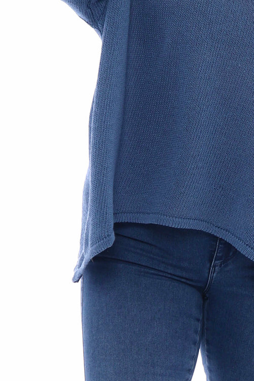 Alfano Cotton Star Knit Jumper Denim Blue - Image 6