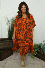 Easton Pattern Dress Orange Orange - Easton Pattern Dress Orange