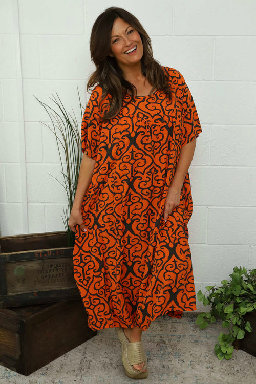 Easton Pattern Dress Orange - Image 2