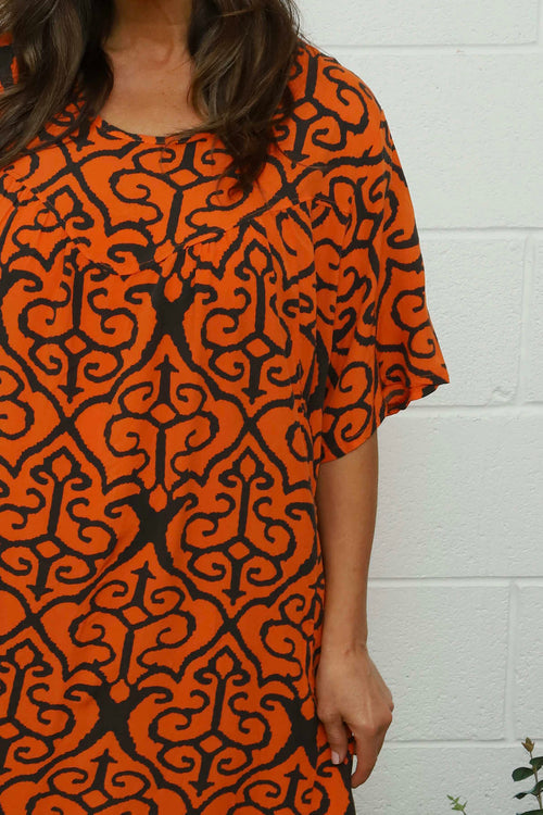 Easton Pattern Dress Orange - Image 3