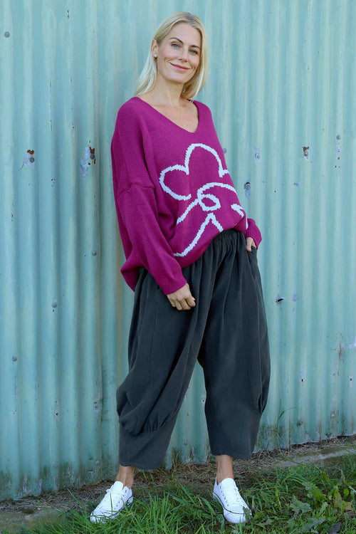 Olwen Needlecord Trousers Charcoal - Image 3