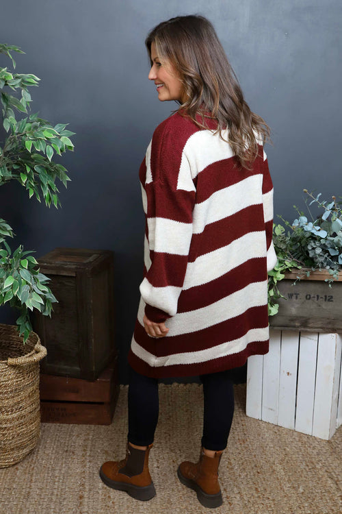 Osanna Stripe Knitted Jumper Wine - Image 4