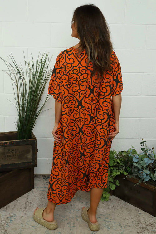 Easton Pattern Dress Orange - Image 4