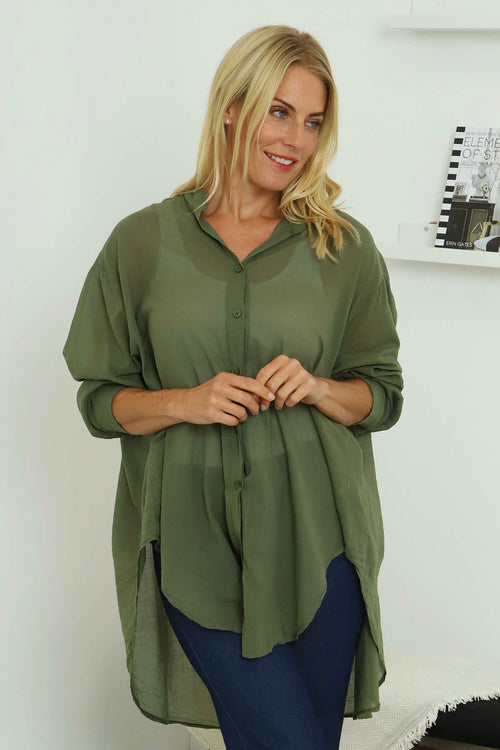 Johanna Cotton Shirt Khaki - Image 3
