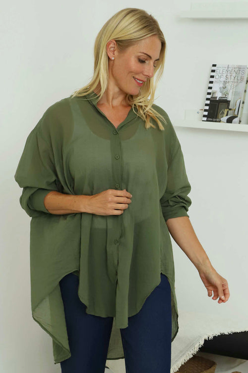 Johanna Cotton Shirt Khaki - Image 1