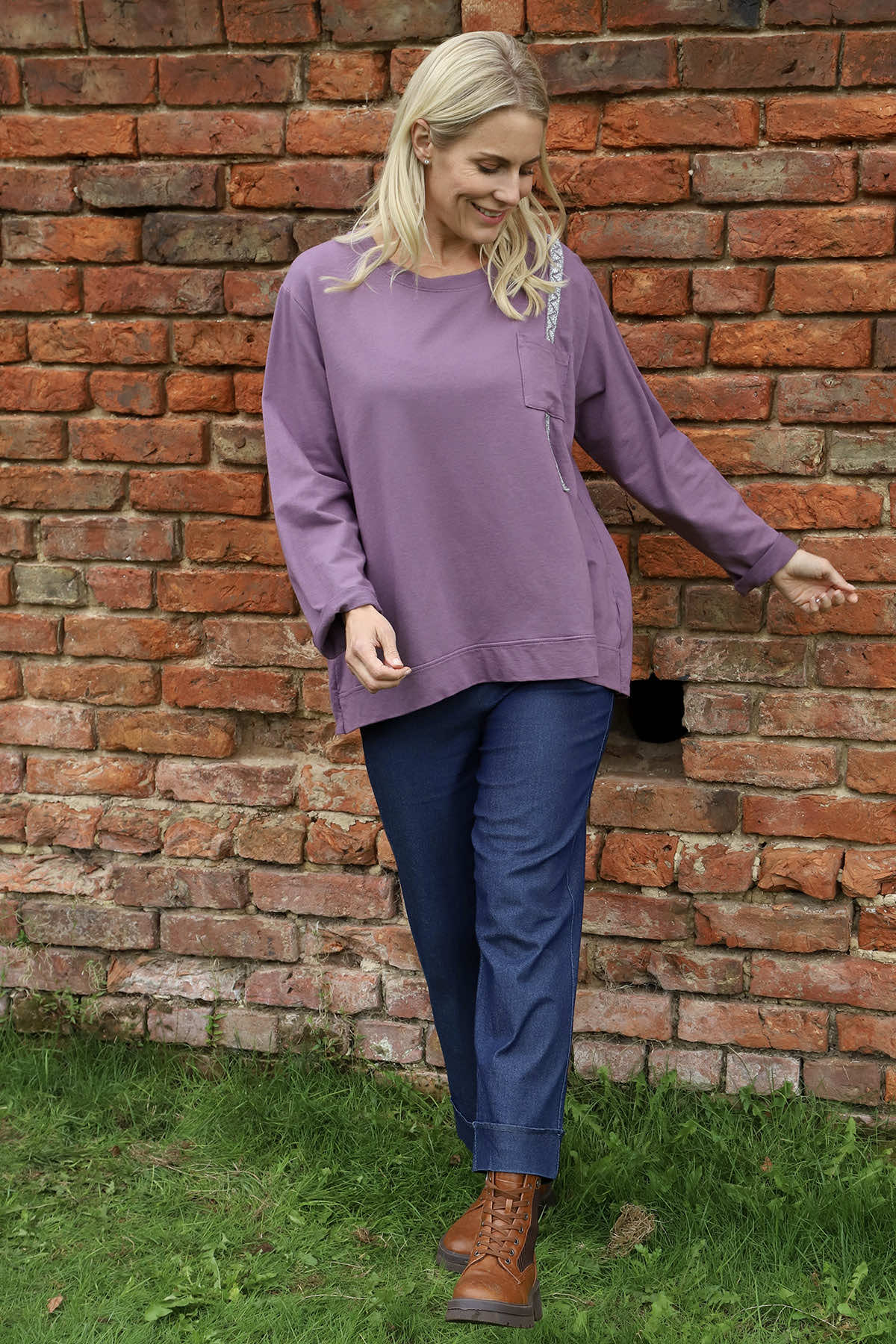 Barbara Pocket Cotton Top Purple