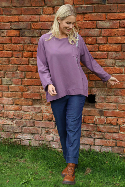 Barbara Pocket Cotton Top Purple