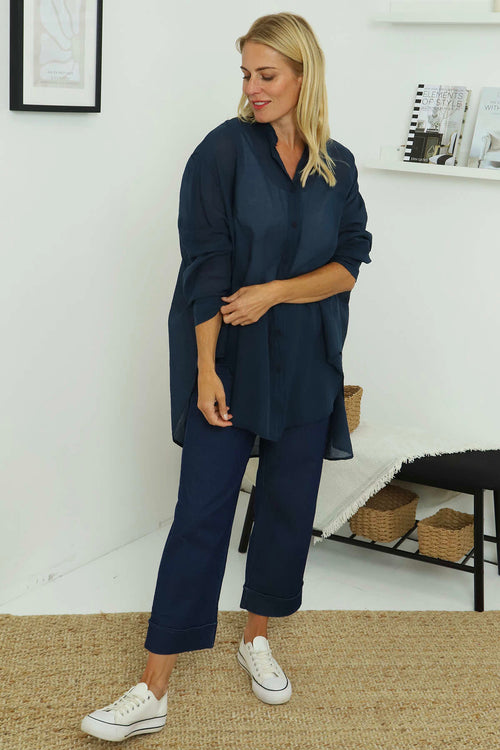 Johanna Cotton Shirt Navy - Image 2