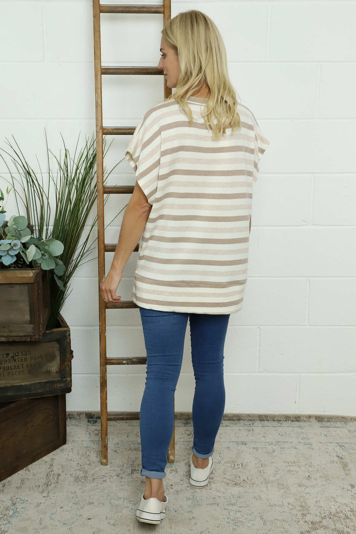 Winona Stripe Knit Top Stone
