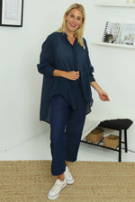 Johanna Cotton Shirt Navy Navy - Johanna Cotton Shirt Navy