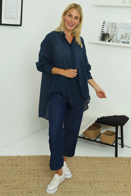 Johanna Cotton Shirt Navy - Image 1