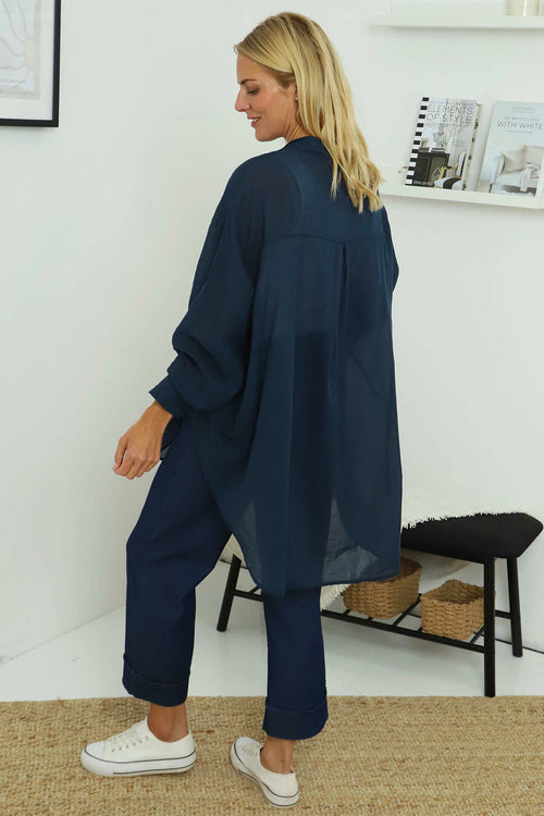 Johanna Cotton Shirt Navy - Image 4