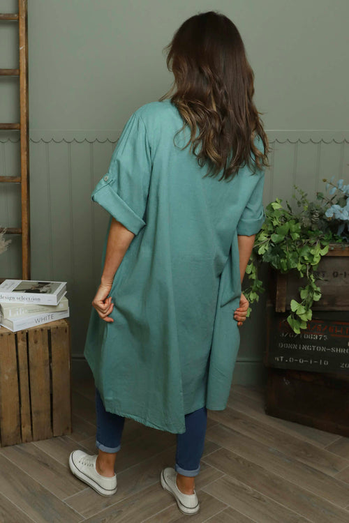 Alicia Button Linen Jacket Sage Green - Image 6