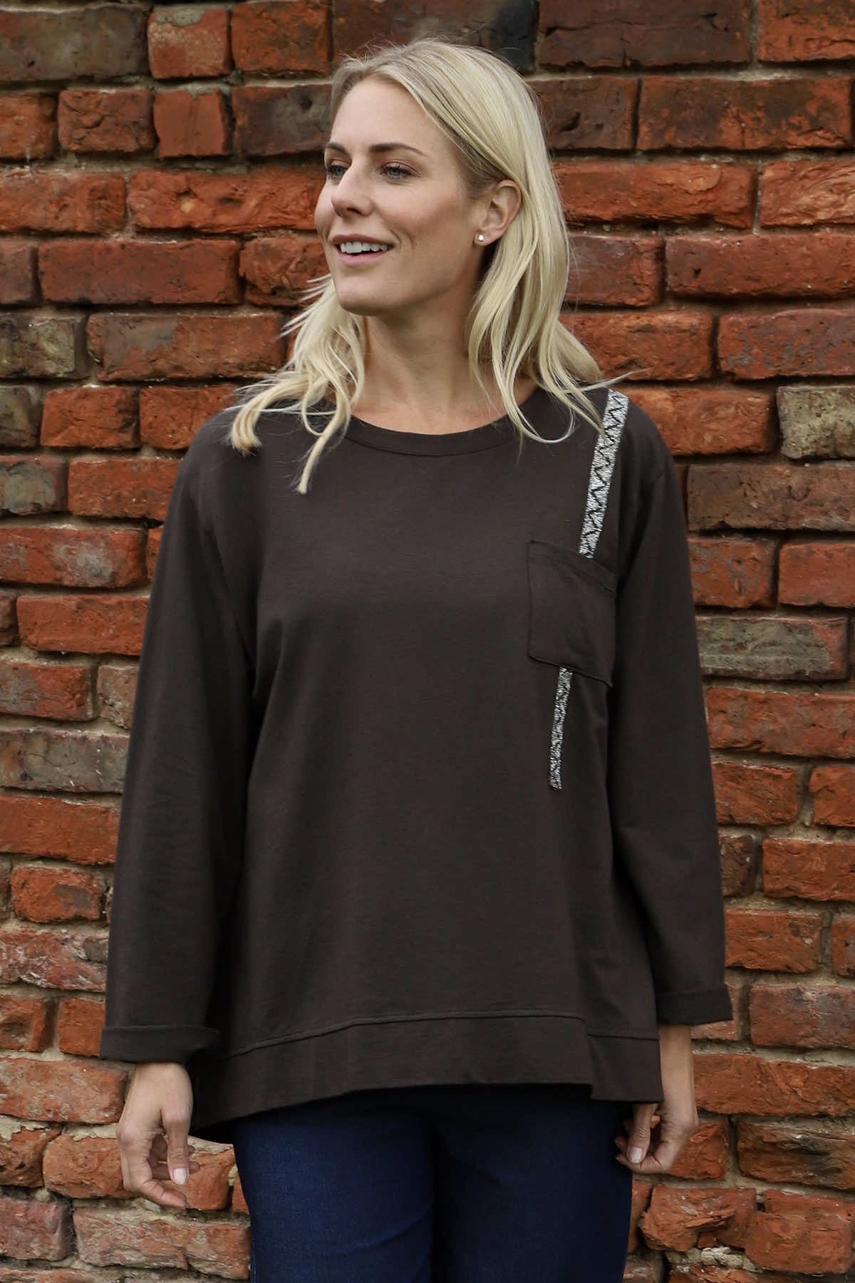 Barbara Pocket Cotton Top Cocoa