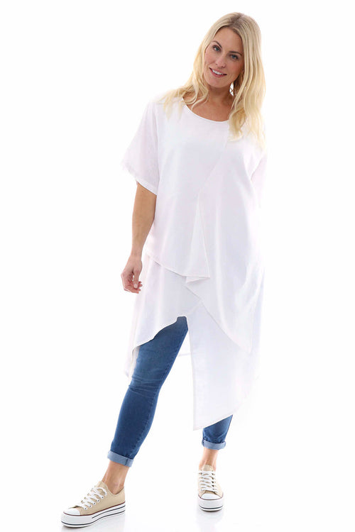 Avabella Asymmetric Linen Tunic White - Image 1