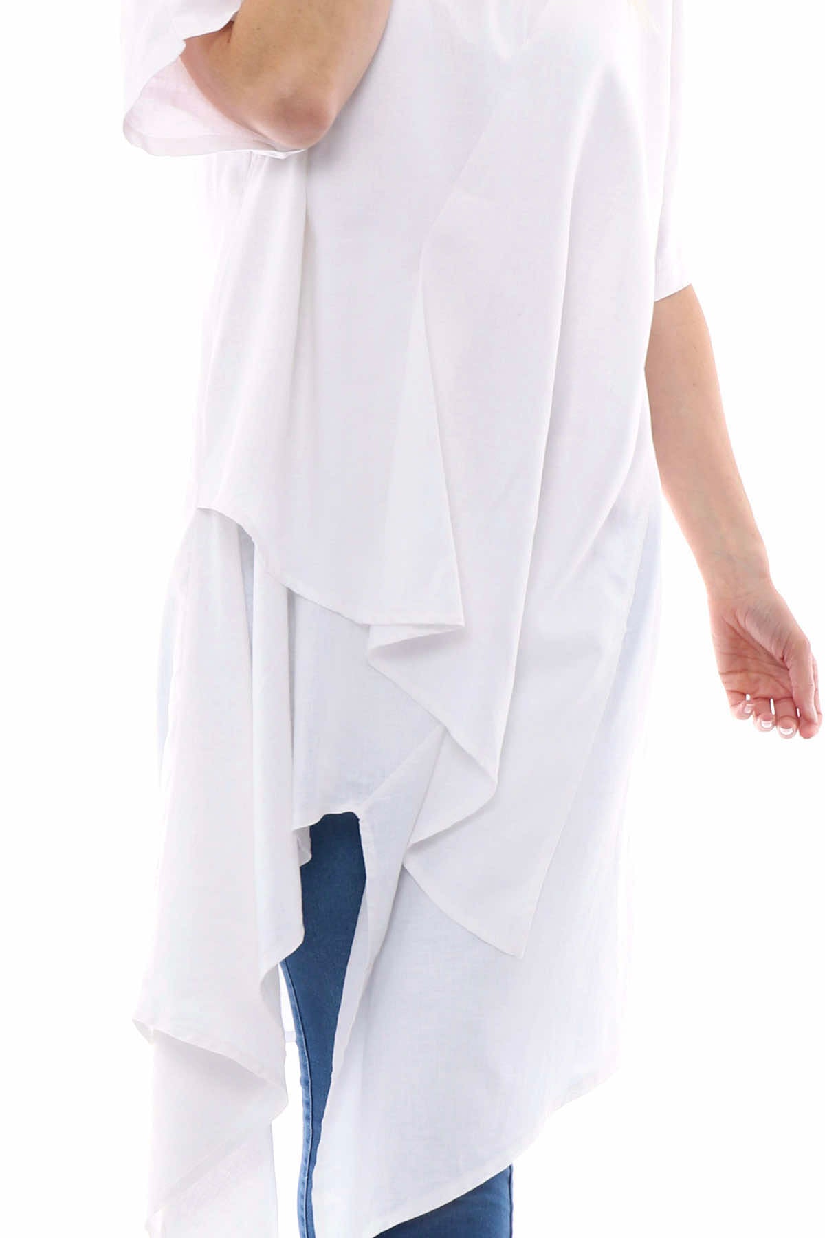 Avabella Asymmetric Linen Tunic White