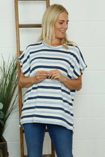 Winona Stripe Knit Top Blue Blue - Winona Stripe Knit Top Blue