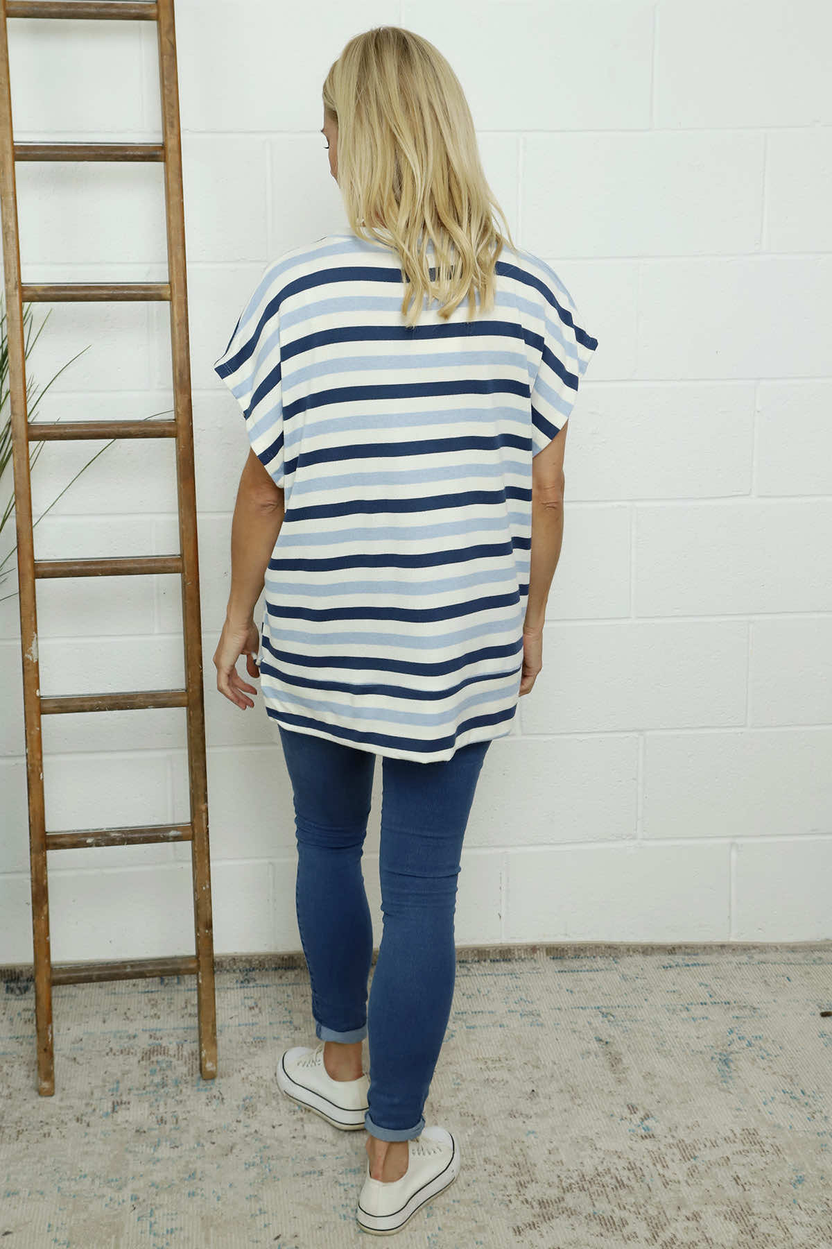 Winona Stripe Knit Top Blue