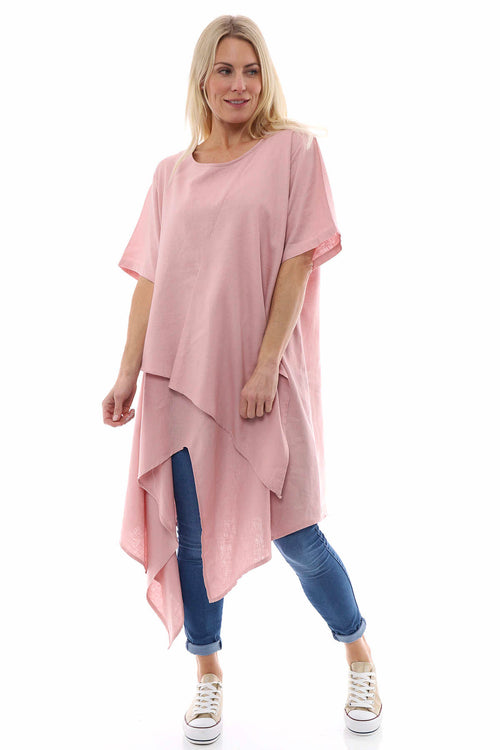 Avabella Asymmetric Linen Tunic Pink - Image 2