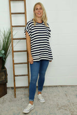 Winona Stripe Knit Top Navy Navy - Winona Stripe Knit Top Navy