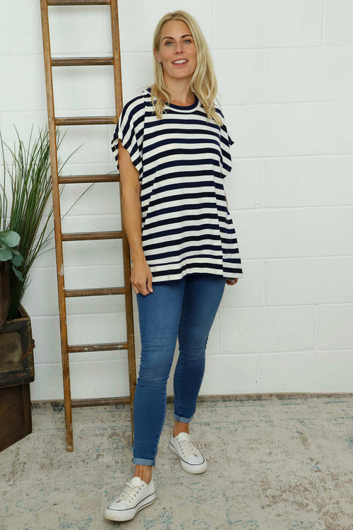 Winona Stripe Knit Top Navy