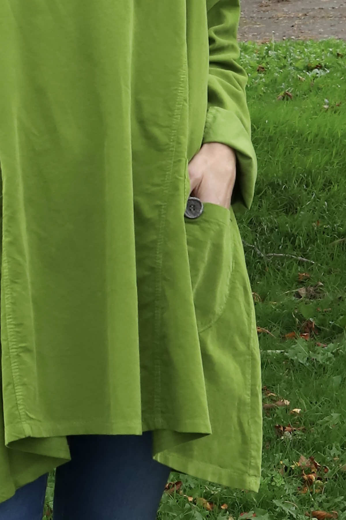 Shauna Button Pocket Needlecord Top Green