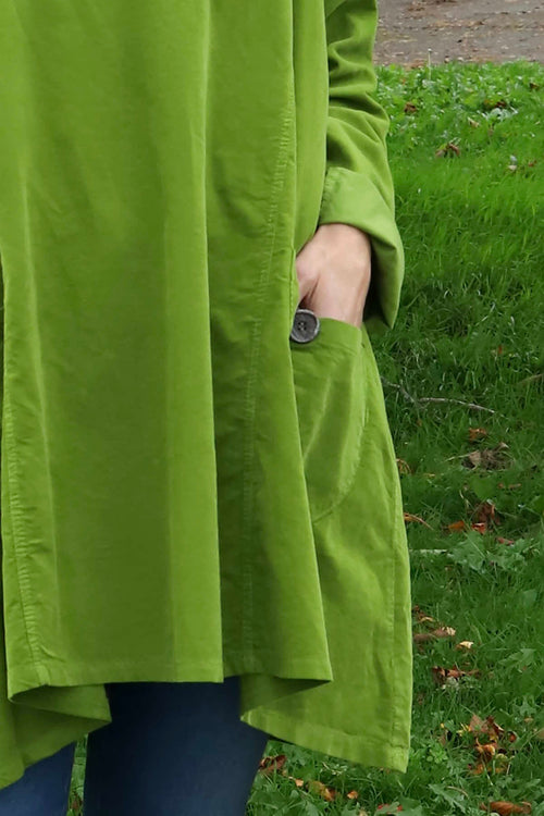 Shauna Button Pocket Needlecord Top Green - Image 3