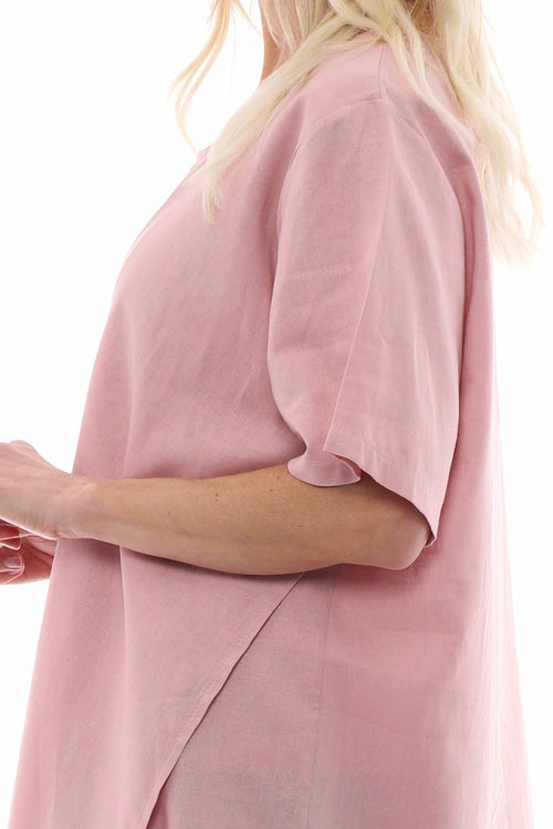 Avabella Asymmetric Linen Tunic Pink - Image 5