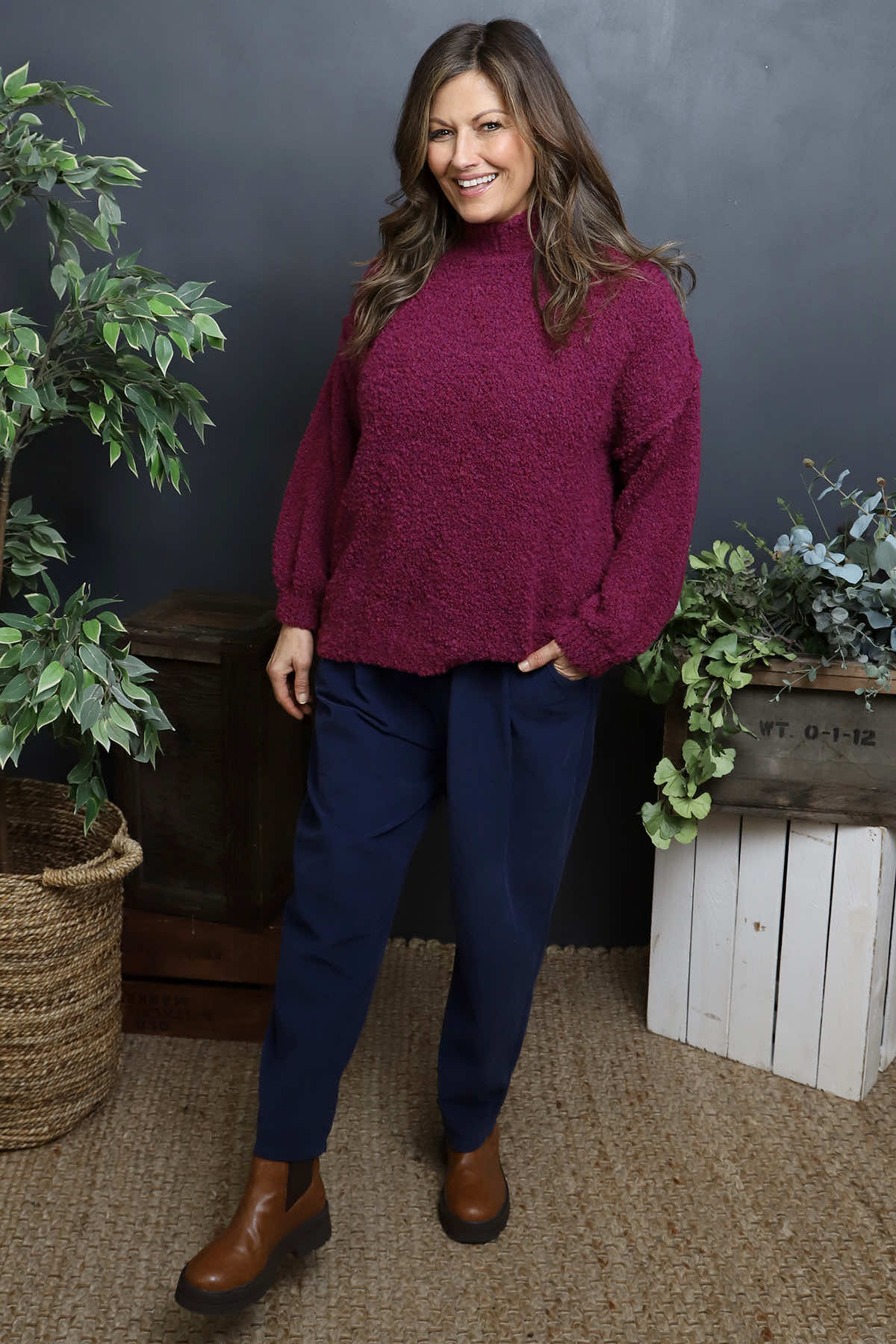 Melesina Boucle Jumper Berry