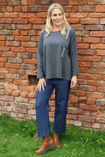 Barbara Pocket Cotton Top Charcoal Charcoal - Barbara Pocket Cotton Top Charcoal